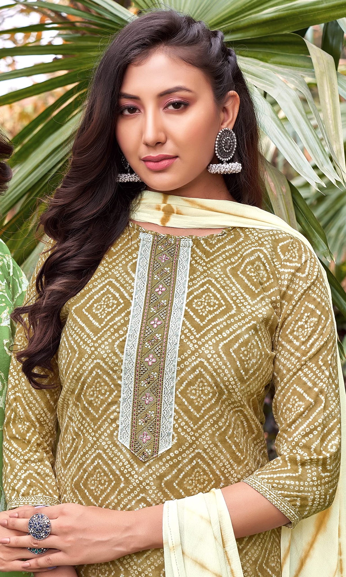 DRAVINAM Trends Women's Cotton Print Unstitched Suit Set (Grey)