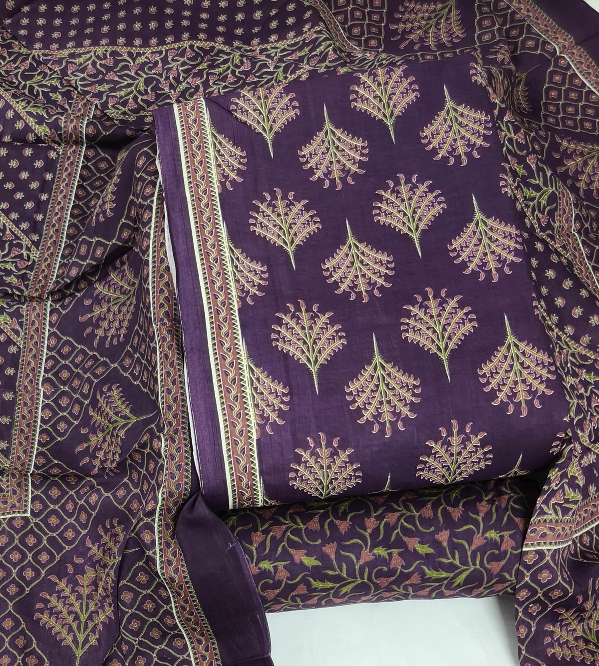 DRAVINAM Trends Jaipuri Print Cambric Cotton Unstitched Salwar Suit Dress Material for Women with Mulmul Cotton Dupatta