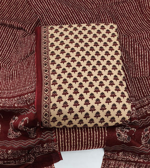 DRAVINAM Trends Jaipuri Print Cambric Cotton Unstitched Salwar Suit Dress Material for Women with Mulmul Cotton Dupatta