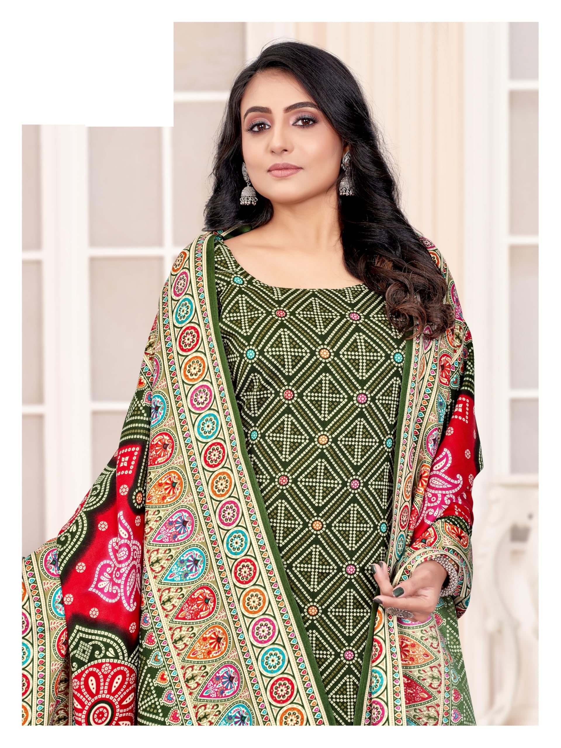 DRAVINAM Trends Heavy Spun Digital Style Printed Unstitched Salwar Suit for Women with Shawl Dupatta
