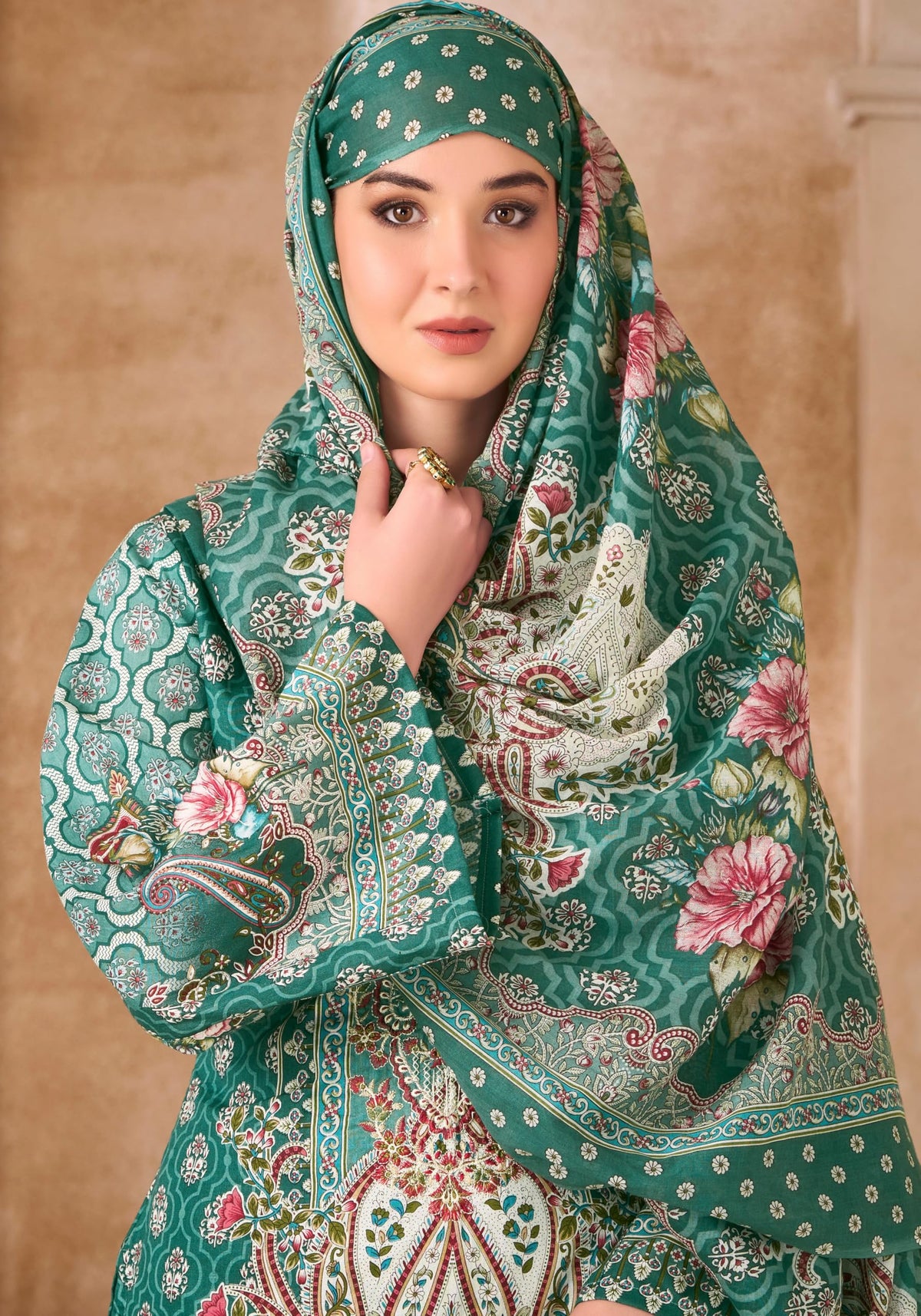 DRAVINAM Trends Unstitched Pakistani Embroidered Pure Cambric Cotton Salwar Suit Dress Materials with Cotton Dupatta