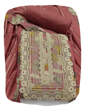DRAVINAM Trends Unstitched Floral Print Premium Cotton Suit Dress Material with Gota and Lace work for Women with Soft Silk Embellished Dupatta