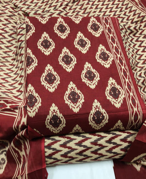DRAVINAM Trends Jaipuri Print Cambric Cotton Unstitched Salwar Suit Dress Material for Women with Mulmul Cotton Dupatta