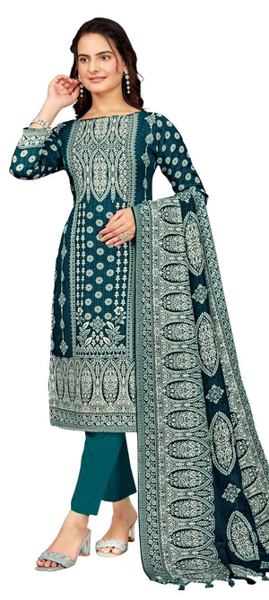 DRAVINAM Trends Women's Unstitched Winter Wear Digital Printed Heavy Woolen Pashmina Salwar Suit Dress Material with Printed Shawl Dupatta