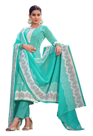 DRAVINAM Trends Women's Cotton Printed Unstitiched Suit Dress Material - Cotton Printed Top II Unstitch Bottoms II Cotton Printed Dupatta