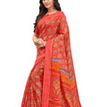 DRAVINAM Trends Women's Woven Kota Cotton Printed Check Saree with Satin Border and Blouse Piece (Dark Peach)