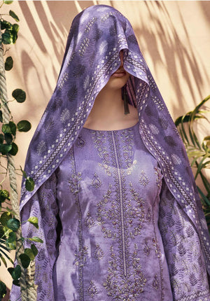 DRAVINAM Trends Women's Pure Lawn Cotton Pakistani Embroidered Salwar Suit Dress Material with Unstitched Bottoms and Printed Cotton Dupatta