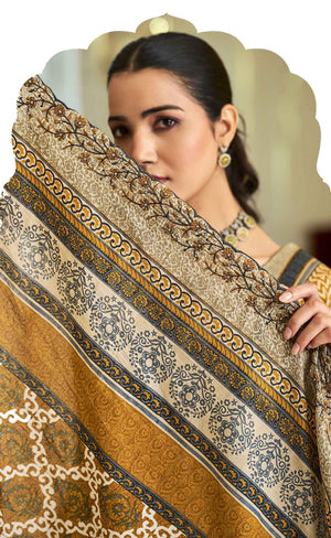 DRAVINAM Trends Women's Unstitched Salwar Suit Dress Material - Cotton Digital Printed Organza Embroidered Kameez II Unstitch Bottoms II Cotton Dupatta