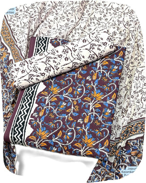 DRAVINAM Trends Unstitched Jaipuri Handmade Traditional Kalamkari Print Soft Cotton Dress Material with Cotton Dupatta