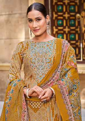 DRAVINAM Trends Women's Unstitched Salwar Suit Dress Material - Cotton Digital Printed Organza Embroidered Kameez II Unstitch Bottoms II Cotton Dupatta