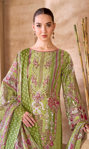 DRAVINAM Trends Unstitched Pakistani Embroidered Pure Cambric Cotton Salwar Suit Dress Materials with Cotton Dupatta