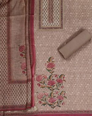 DRAVINAM Trends Women's Premium Pure Linen Floral Printed Unstitched Salwar Suit Dress Material with Dupatta