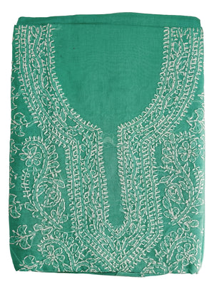 DRAVINAM Trends Women’s Cotton Unstitched Chikankari Suit Set with Dupatta & Bottom | Hand-Embroidered Lucknowi Dress Material | Premium Ethnic Wear for Women | Free Size (3-Piece)