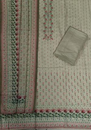 DRAVINAM Trends Women's Premium Pure Linen Floral Printed Unstitched Salwar Suit Dress Material with Dupatta