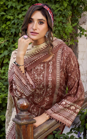 DRAVINAM Trends Unstitched Karachi Lawn Cotton Pakistani Digital Printed Embroidered Suit Dress Material with Unstitched Bottoms and Cotton Dupatta