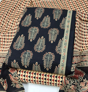 DRAVINAM Trends Jaipuri Print Cambric Cotton Unstitched Salwar Suit Dress Material for Women with Mulmul Cotton Dupatta