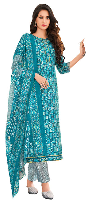 DRAVINAM Trends Women's Pure Cotton Batik Printed Unstitiched Salwar Suit Dress Material with Cotton Printed Dupatta (Pink)