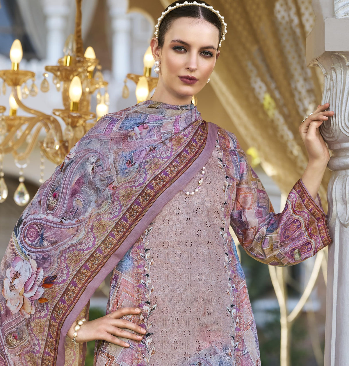 DRAVINAM Trends Women's Unstitched Salwar Suit Dress Material - Jam Cotton Digital Printed Heavy Embroidered Boring Work Kameez II Unstitch Bottoms II Cotton Dupatta