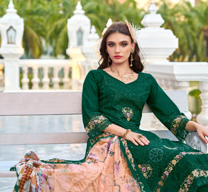 DRAVINAM Trends Kurti 2.50 mtrs, Pure Cotton (3 mtrs apx), Pure MAL MAL Cotton Dupatta Digital Print|Rust