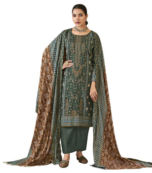 DRAVINAM Trends Women's Unstitched Salwar Suit Dress Material - Cotton Digital Printed Organza Embroidered Kameez II Unstitch Bottoms II Cotton Dupatta