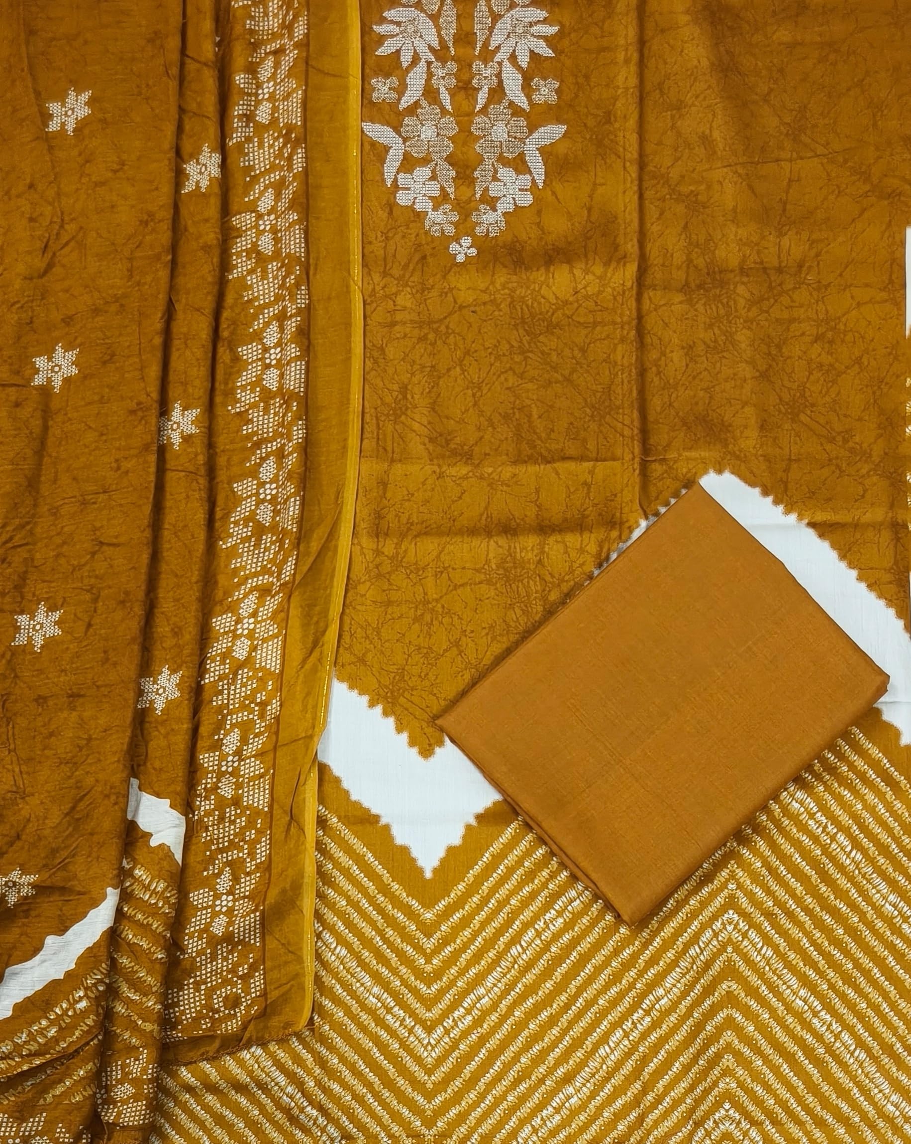 DRAVINAM Trends Women's Pure Cotton Embroidered Unstitched Dress Material with Printed Muslin Dupatta