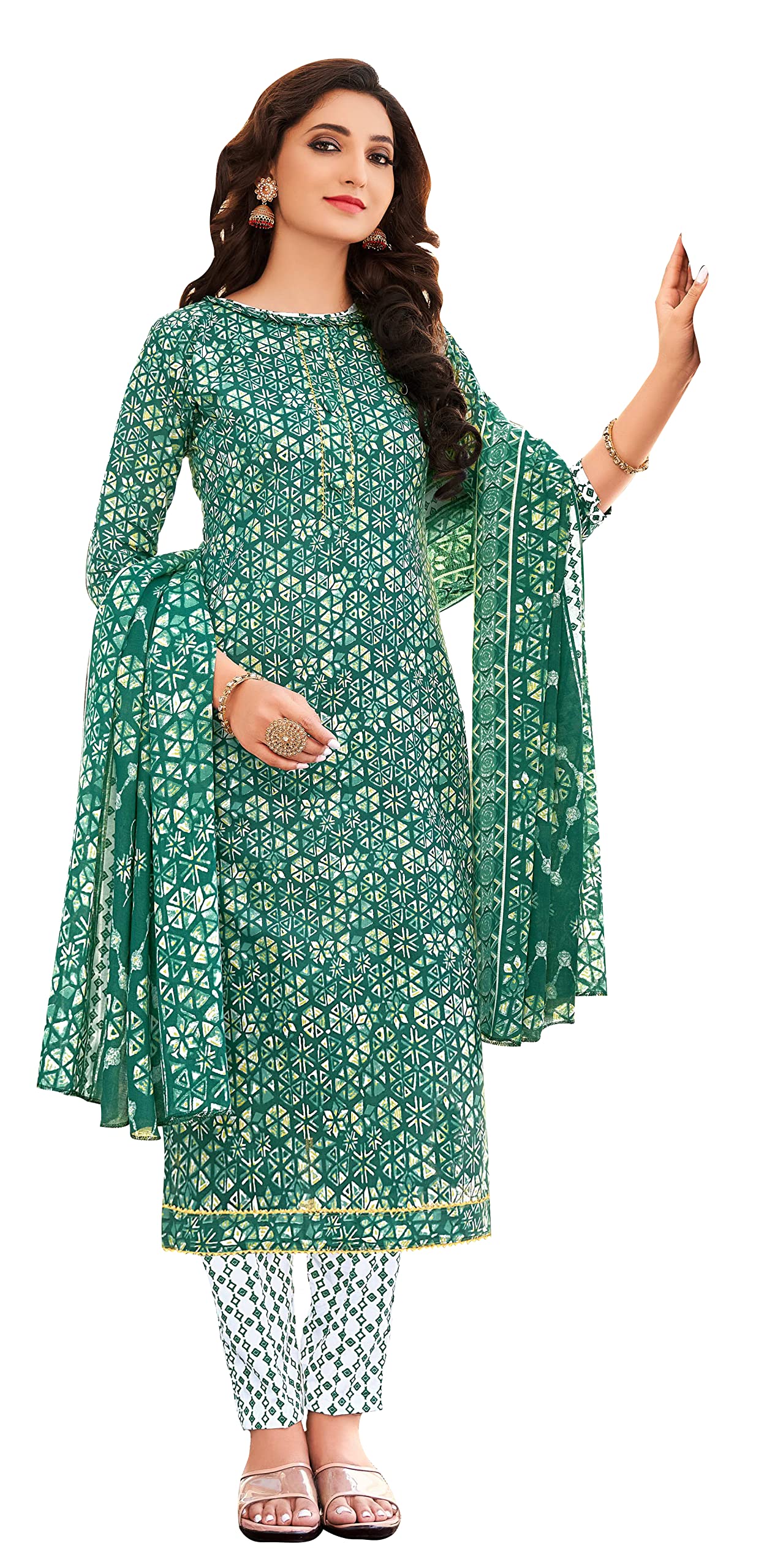 DRAVINAM Trends Women's Pure Cotton Batik Printed Unstitiched Salwar Suit Dress Material with Cotton Printed Dupatta (Pink)