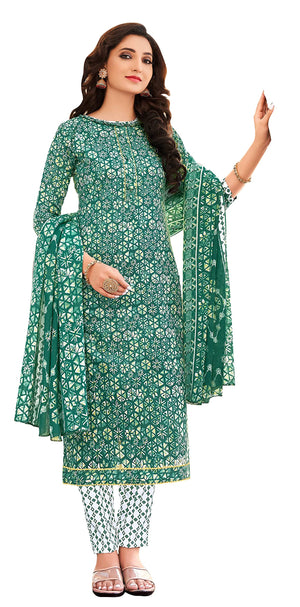 DRAVINAM Trends Women's Pure Cotton Batik Printed Unstitiched Salwar Suit Dress Material with Cotton Printed Dupatta (Pink)