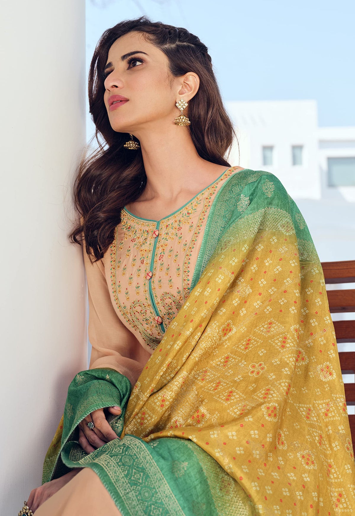 DRAVINAM Trends Women's Pure Muslin Embroidered Pakistani salwar suit dress material with Pure Viscose Dola Jacquard digital prints dupatta bridal collection (grey)