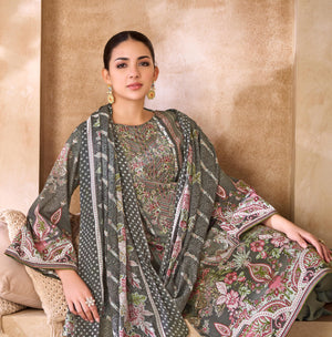 DRAVINAM Trends Unstitched Pakistani Embroidered Pure Cambric Cotton Salwar Suit Dress Materials with Cotton Dupatta