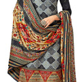 DRAVINAM Trends Women's Pure Wool Pashmina Swaroski Diamond Work Printed Salwar Suit Dress Material with Pure Wool Pashmina Printed Shawl Dupatta (Black)