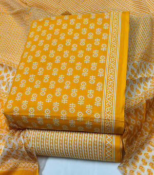 DRAVINAM Trends Jaipuri Print Cambric Cotton Unstitched Salwar Suit Dress Material for Women with Mulmul Cotton Dupatta