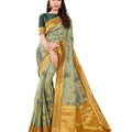 DRAVINAM Trends Printed silk saree with Jacquard Border and Blouse Piece (Green)