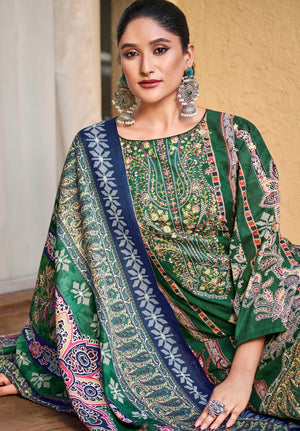 DRAVINAM Trends Women's Pure Lawn Cotton Pakistani Embroidered Suit Dress Material with Unstitched Bottoms and Cotton Dupatta