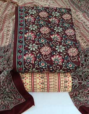 DRAVINAM Trends Jaipuri Print Cambric Cotton Unstitched Salwar Suit Dress Material for Women with Mulmul Cotton Dupatta