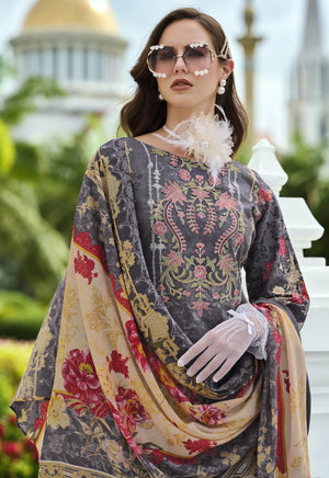 DRAVINAM Trends Kurti 2.50 mtrs,Soft Cotton Salwar(3 mtrs apx),Soft Cotton Mal mal dupatta(2.30 mtr) Unstitched Material Embroided|Yellow