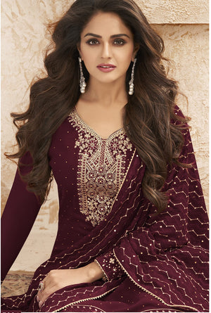 DRAVINAM Trends Women’s Georgette Unstitched Sequence Embroidered Pakistani Salwar Suit FabricDress Material with Zari Embroidery Dupatta (pink)