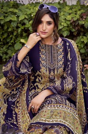 DRAVINAM Trends Women's winter wear unstitched embroidered Woollen Pashmina Suit Dress Material with Pashmina Printed Shawl Dupatta