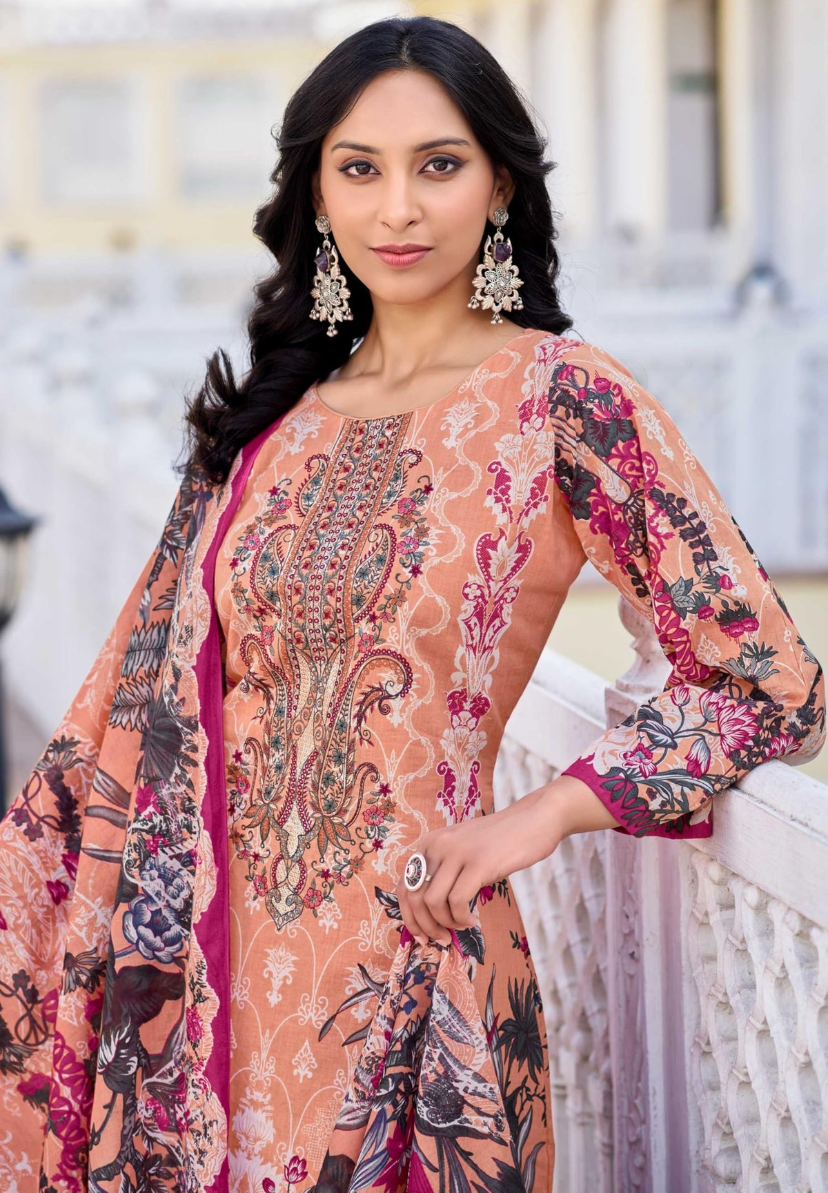 DRAVINAM Trends Kurti 2.50 mtrs, PURE COTTON DYED (2.7 m),PURE LAWN MULMUL DIGITAL PRINT VOIL DUP (2.25|Black