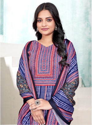 DRAVINAM Trends Pashmina Digital Kani Kashmiri Printed Unstitched Salwar Suit for Women with Digital Shawl Dupatta