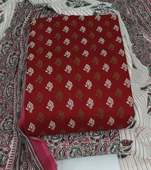 DRAVINAM Trends Women's Ethnic Pure Cotton Jaipuri Printed Unstitched Salwar Suit Dress Material with Dupatta