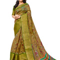 DRAVINAM Trends Women's Jacquard Organza Saree With Blouse Piece (Or_6_Mustard Brown And Green)