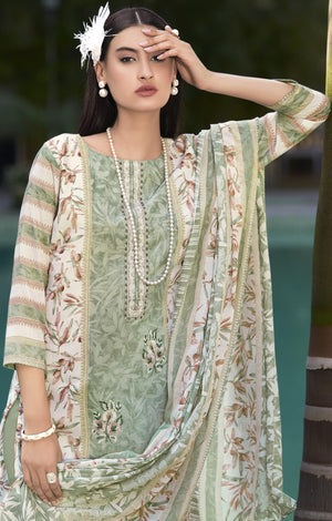 DRAVINAM Trends Women's Unstitched Salwar Suit Dress Material - Cotton Digital Printed Organza Embroidered Kameez II Unstitch Bottoms II Cotton Dupatta