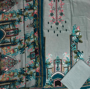 DRAVINAM Trends Women's Pure Cotton Unstitched Salwar Suit Dress Material Set | Pakistani Prints with Embroidery I Mulmul Dupatta