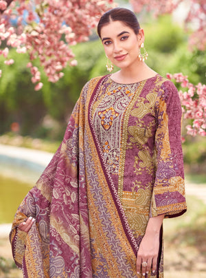 DRAVINAM Trends Women's Unstitched Salwar Suit Dress Material - Cotton Digital Printed Organza Embroidered Kameez II Unstitch Bottoms II Cotton Dupatta