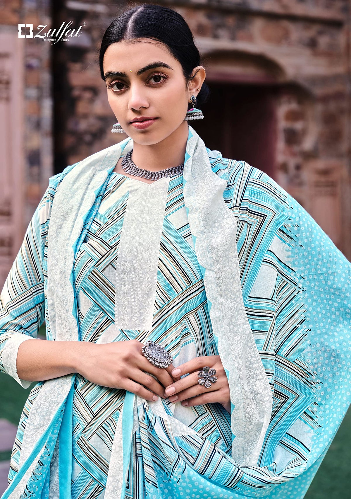 DRAVINAM Trends Unstitched Printed Women Cotton Salwar Suits Dress Material with Cotton Dupatta
