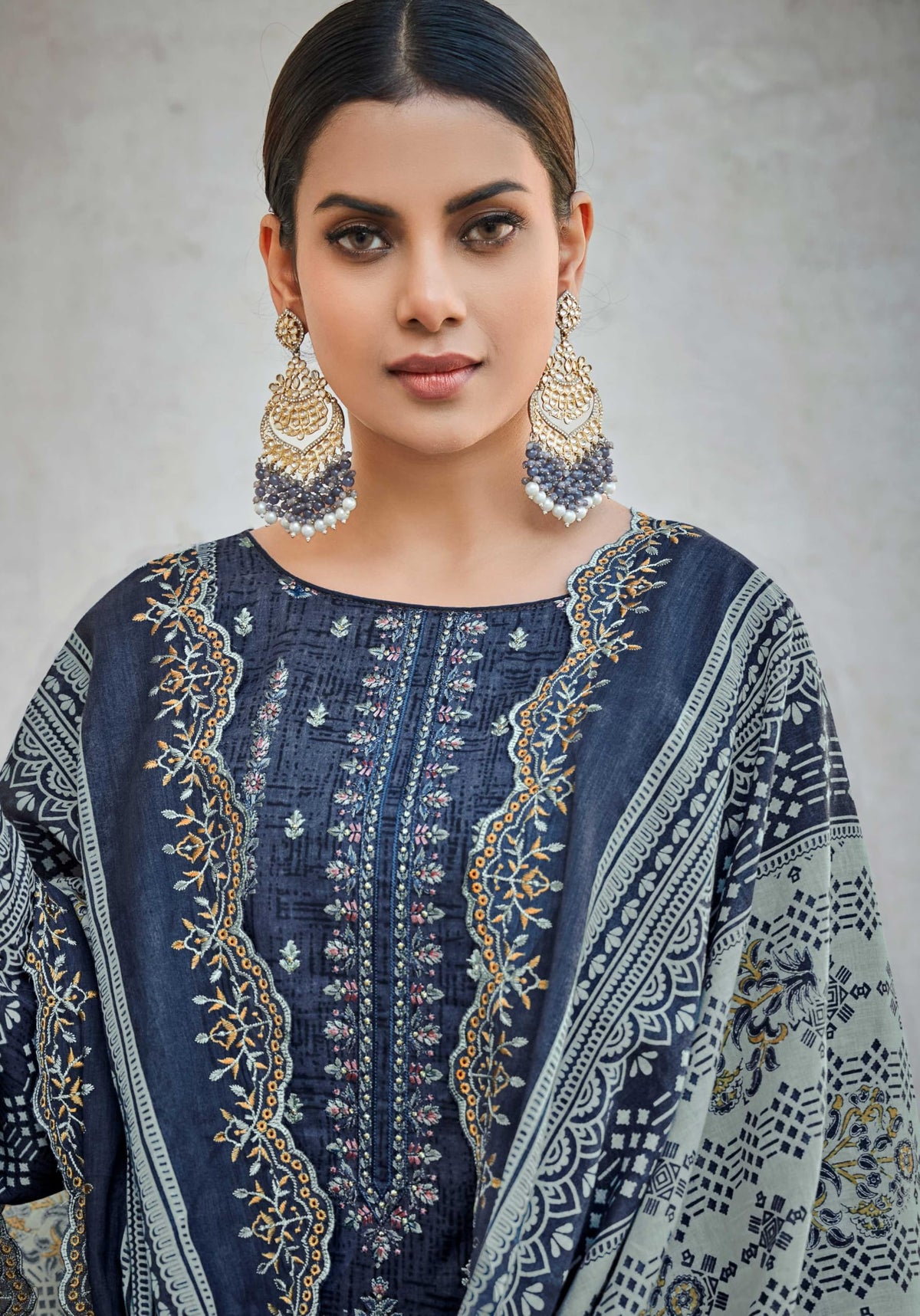 DRAVINAM Trends Women's Unstitched Pakistani Digital Print Embroidered Pure Cotton Salwar Suit Dress Materials with Cotton Digital Embroidered Cutwork Dupatta