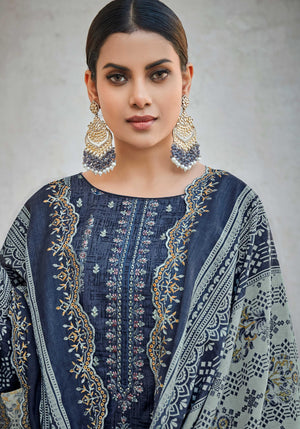 DRAVINAM Trends Women's Unstitched Pakistani Digital Print Embroidered Pure Cotton Salwar Suit Dress Materials with Cotton Digital Embroidered Cutwork Dupatta