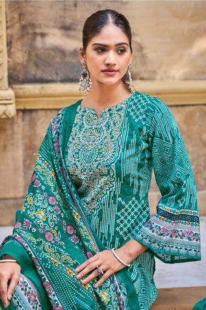 DRAVINAM Trends Women's Unstitched Salwar Suit Dress Material - Cotton Digital Printed Organza Embroidered Kameez II Unstitch Bottoms II Cotton Dupatta