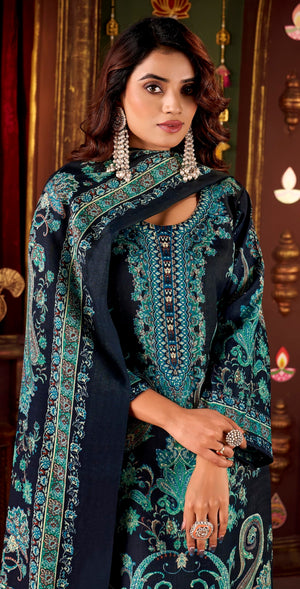 DRAVINAM Trends Women's Winter wear unstitched Printed Woollen Pashmina Salwar Suit Dress Material with Pashmina Printed Shawl Dupatta