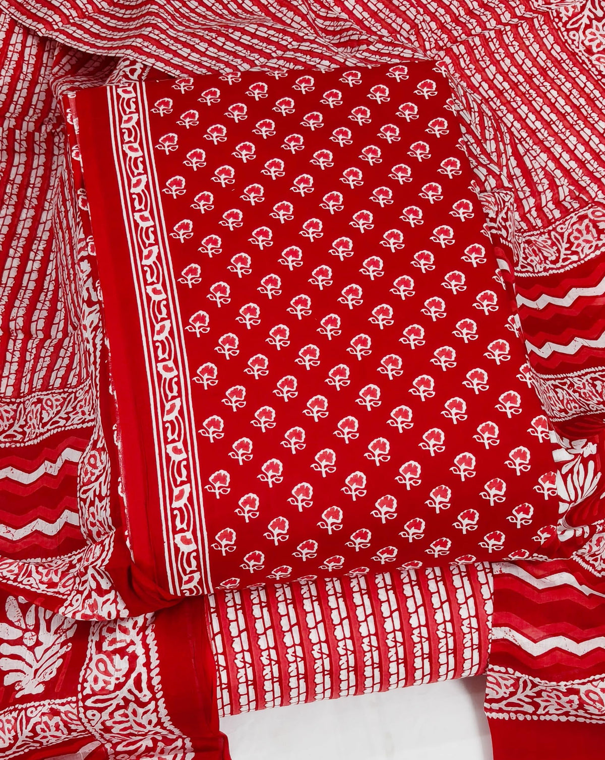 DRAVINAM Trends Jaipuri Print Cambric Cotton Unstitched Salwar Suit Dress Material for Women with Mulmul Cotton Dupatta